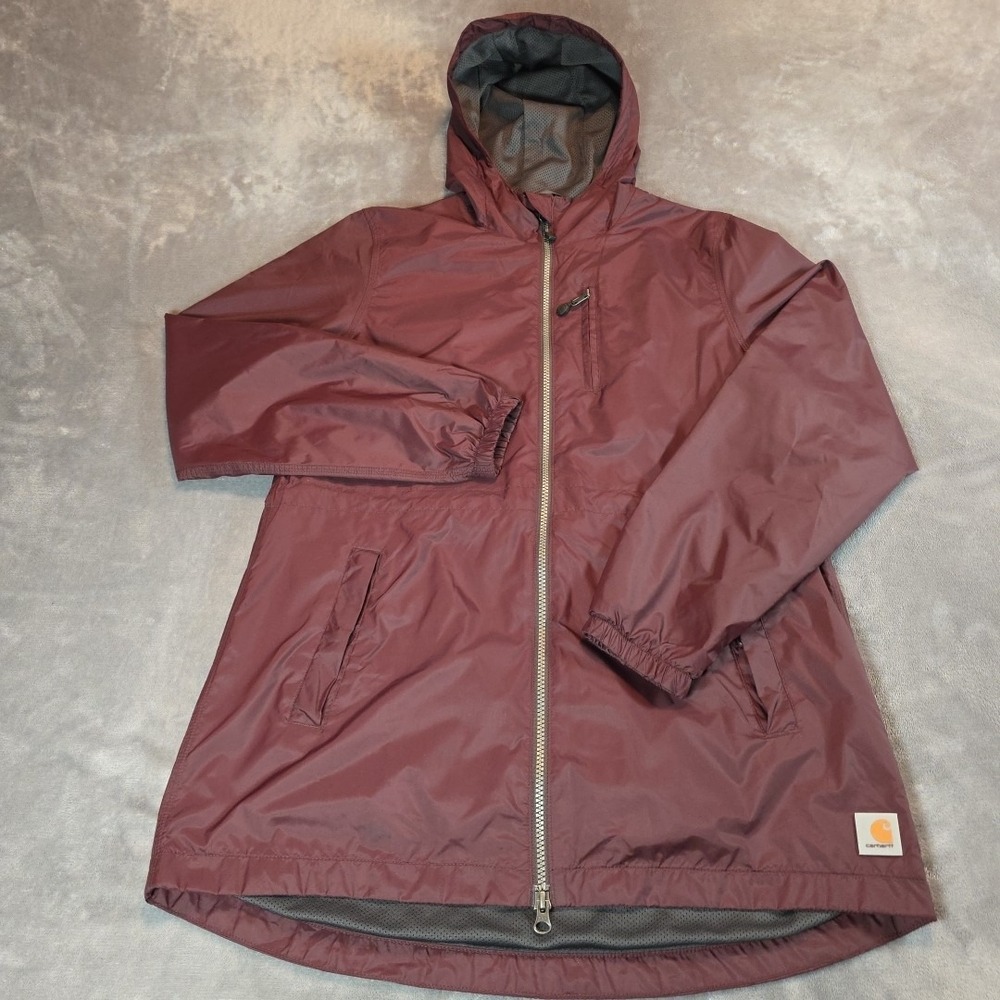 Carhartt Hooded Long jacket Women's Size S 4/6Dark Wine‎ Nylon Fall Gorpcore